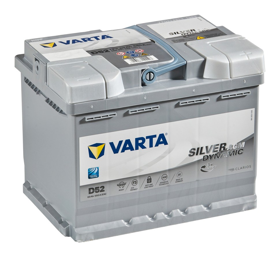 Аккумулятор легковой Varta Silver Dynamic AGM D52 60 а/ч 680А Обратная полярность