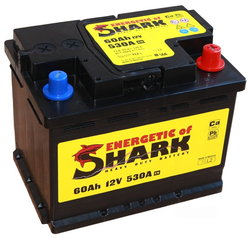 Батарея аккумуляторная ENERGETIC of SHARK ES603R 60А/ч 530А обратная полярн. стандартные (Европа) клеммы