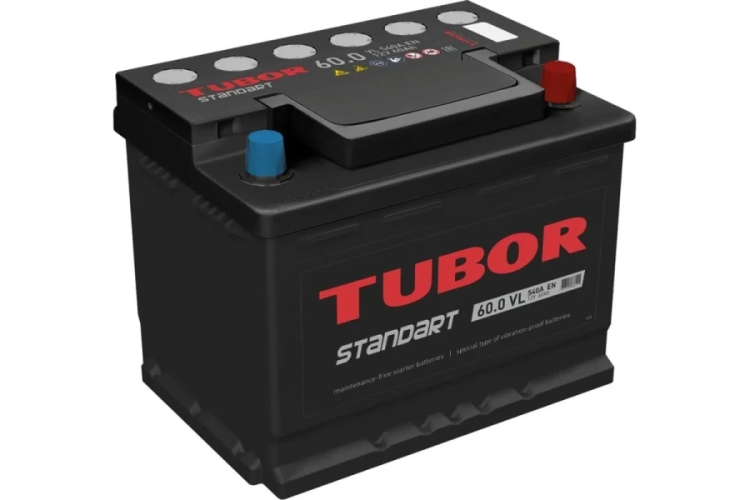 Батарея аккумуляторная TUBOR 4607008886115 60А/ч 540А обратная полярн. стандартные (Европа) клеммы