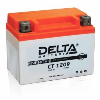 Батарея аккумуляторная DELTA Battery CT1209 мото AGM 9А/ч 135А 12V Прямая полярн. болтовые мото клеммы