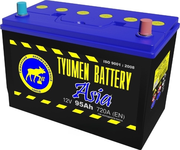 Батарея аккумуляторная TYUMEN BATTERY 6CT95L0ASIA 95А/ч 720А обратная полярн. выносные (Азия) клеммы