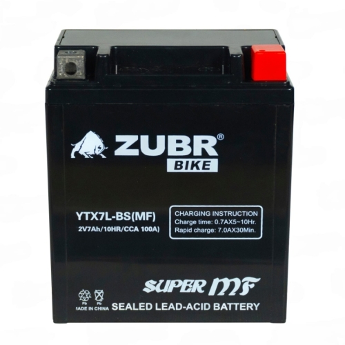 Аккумуляторная батарея ZUBR YTX7L-BS (MF) 7 Ah