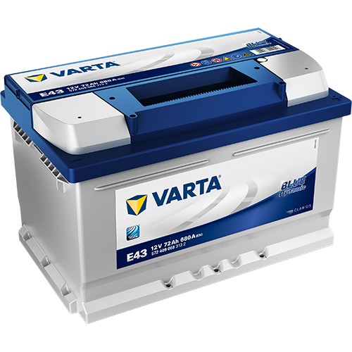 Аккумулятор легковой Varta Blue Dynamic E43 72 а/ч 680А Обратная полярность