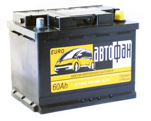 Батарея аккумуляторная АвтоФан 60А/ч 470А обратная полярн. стандартные (Европа) клеммы
