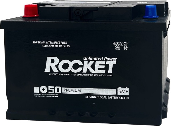 Батарея аккумуляторная ROCKET SMF75RL3 75А/ч 660А прямая полярн. стандартные (Европа) клеммы