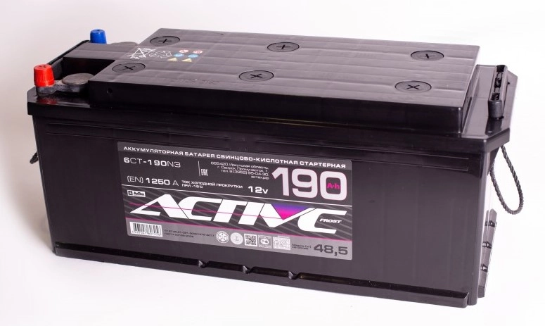 Аккумулятор Active Frost 190 Ah (4) N п/п (1200А)(514*218*217) конус