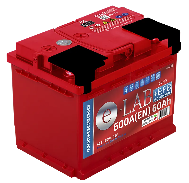 Аккумулятор E-LAB EFB 60Ач 600А, прямая полярность