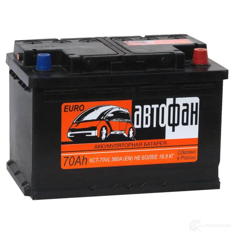 Аккумулятор Автофан Euro 6СТ-70 оп 70 Ач 560 А 278х175х190 [L3]