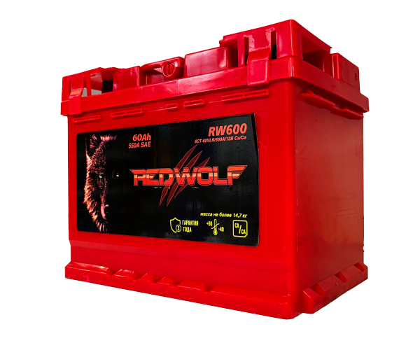 Аккумулятор, RED Wolf, 60 Ah, 550 A, прямая полярность